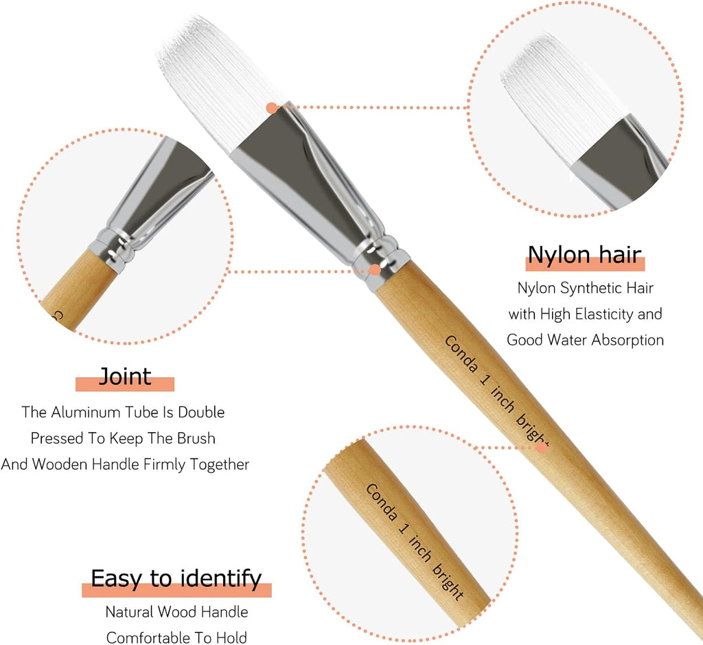Paint Brushes Set of 24 Different Shapes Professional Painting Brushes for Oil, Acrylic Canvas and Watercolor