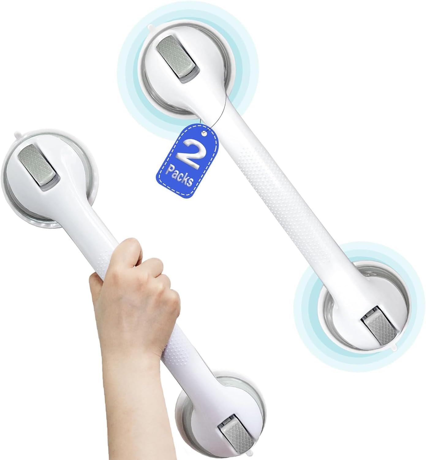 Shower Grab Bars for Seniors, Shower Handles for Elderly Suction Cup,2 Pack 16.19 Inch,Handicap Grab Bars for