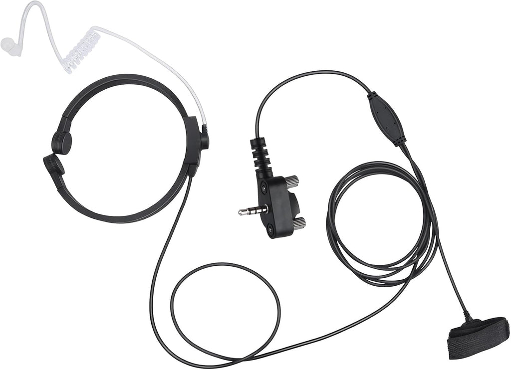 Renastar Tactical Throat Mics with PTT Earpiece Headset Throat Microphones Neck Mic for Two Way Radio Motorola Vertex