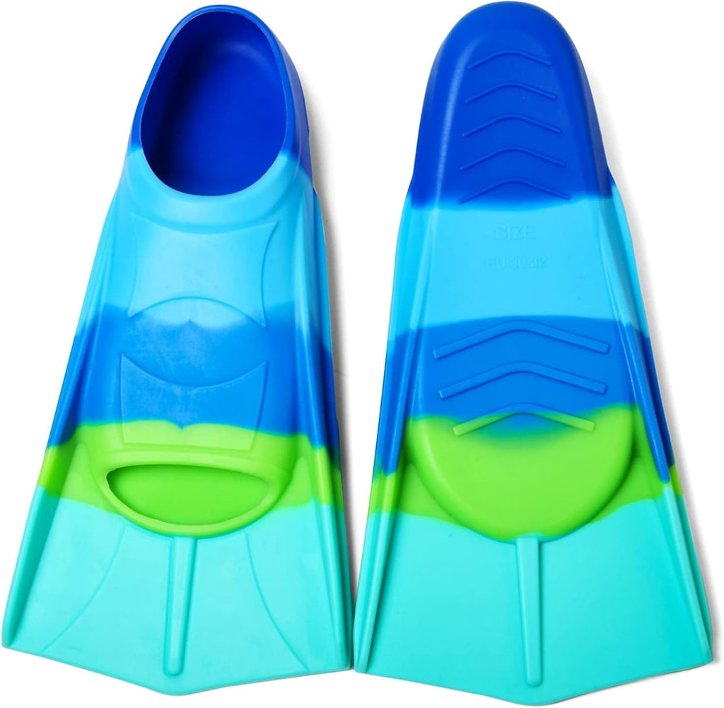 Kids Swim Fins Youth Short Blade Swimming Training Flippers | Snorkeling Diving Travel Size Fins for Children Girls