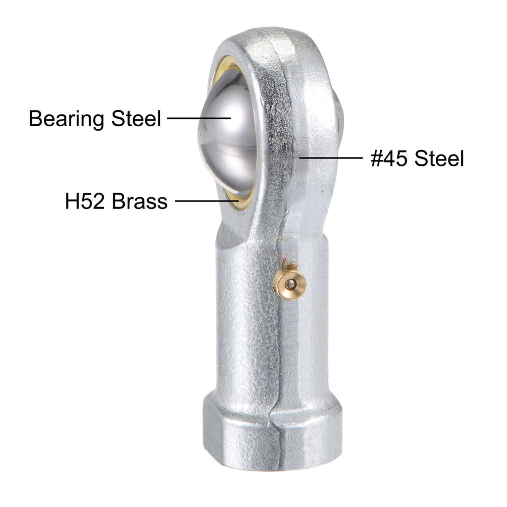 uxcell PHS10 Spherical Rod End Bearing 10mm Bore Self-Lubricated Joint Bearing M10x1.5 Right Hand Female Thread Connector