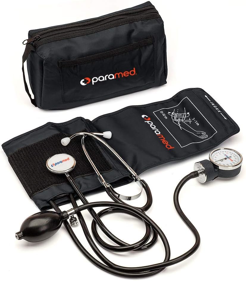 Aneroid Sphygmomanometer with Stethoscope – Manual Blood Pressure Cuff with Universal Cuff 8.7-16.5" and D-Ring –
