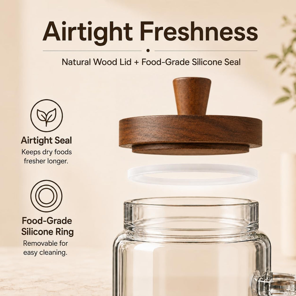 Glass Jar with Lid and Spoon, 20.3oz Airtight Coffee Bean Container for Coffee Beans & Grounds, Cute Glass Coffee
