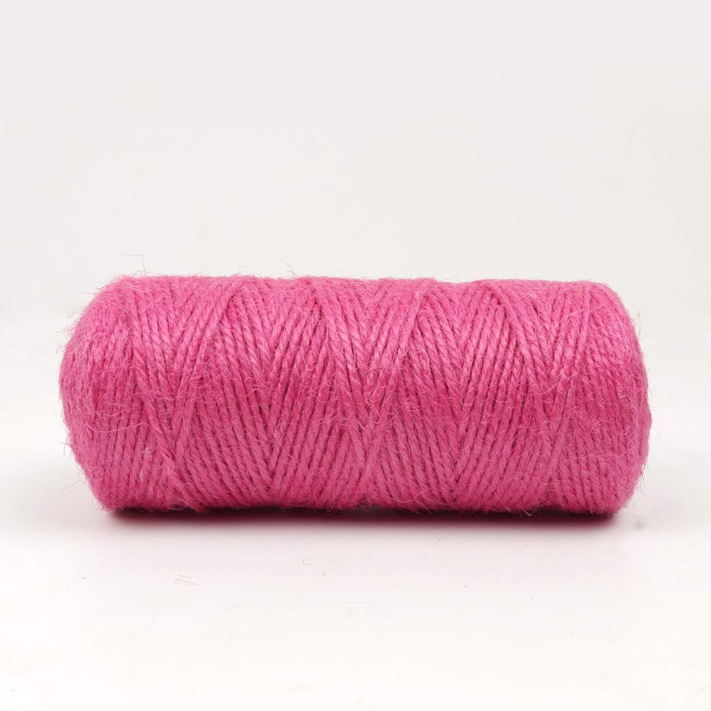 300 Feet Natural Jute Twine for Arts, Crafts, Gardening & Packing (Hot Pink)