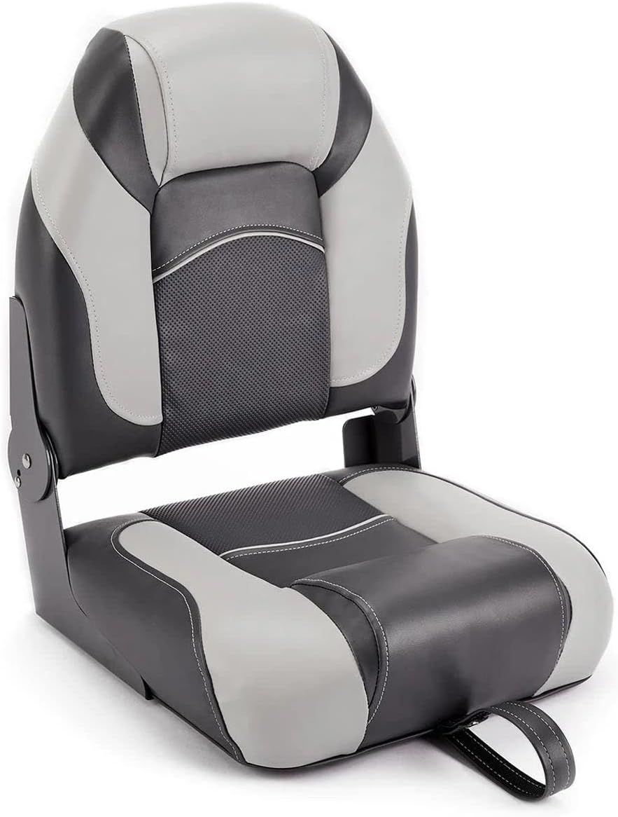 High Back Folding Boat Seats - 2 pack - Charcoal and Gray