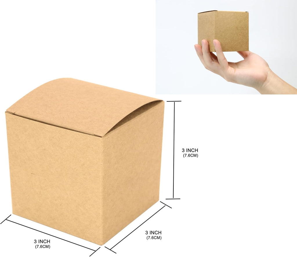 25 Pcs Brown Paper Gift Boxes, Small 3x3x3 inch Gift Box with Lids