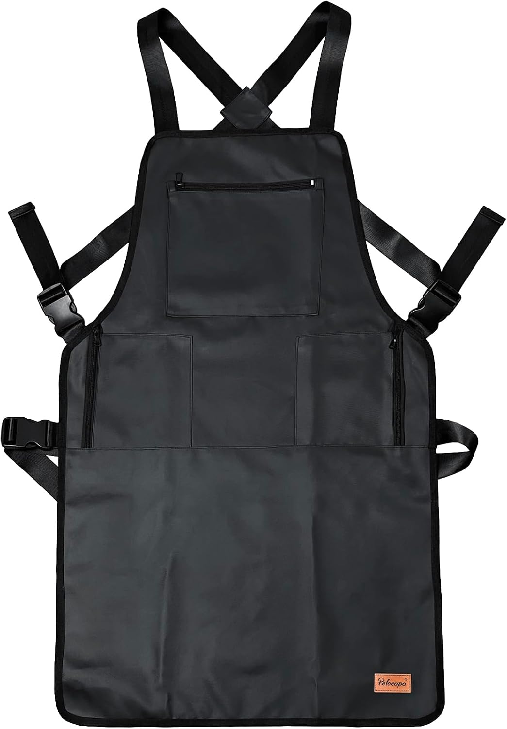 Barber Apron Hair Stylists Tools Apron Professional Waterproof Haircutting Apron with 3 Pockets, Black