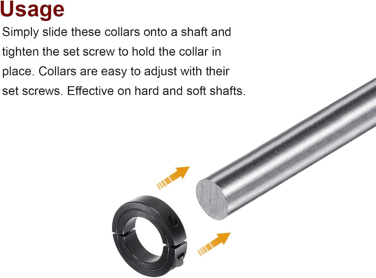 HARFINGTON 4pcs Shaft Collar for 1-1/4" Rod 2-1/16" OD 1/2" Width Black