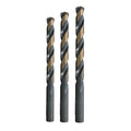 Drill America POUKFD3 3 Piece HSS KFD Jobber Drill Bit Sample Pack Small, Sizes 1/8"-1/4", Split Point, black/Gold