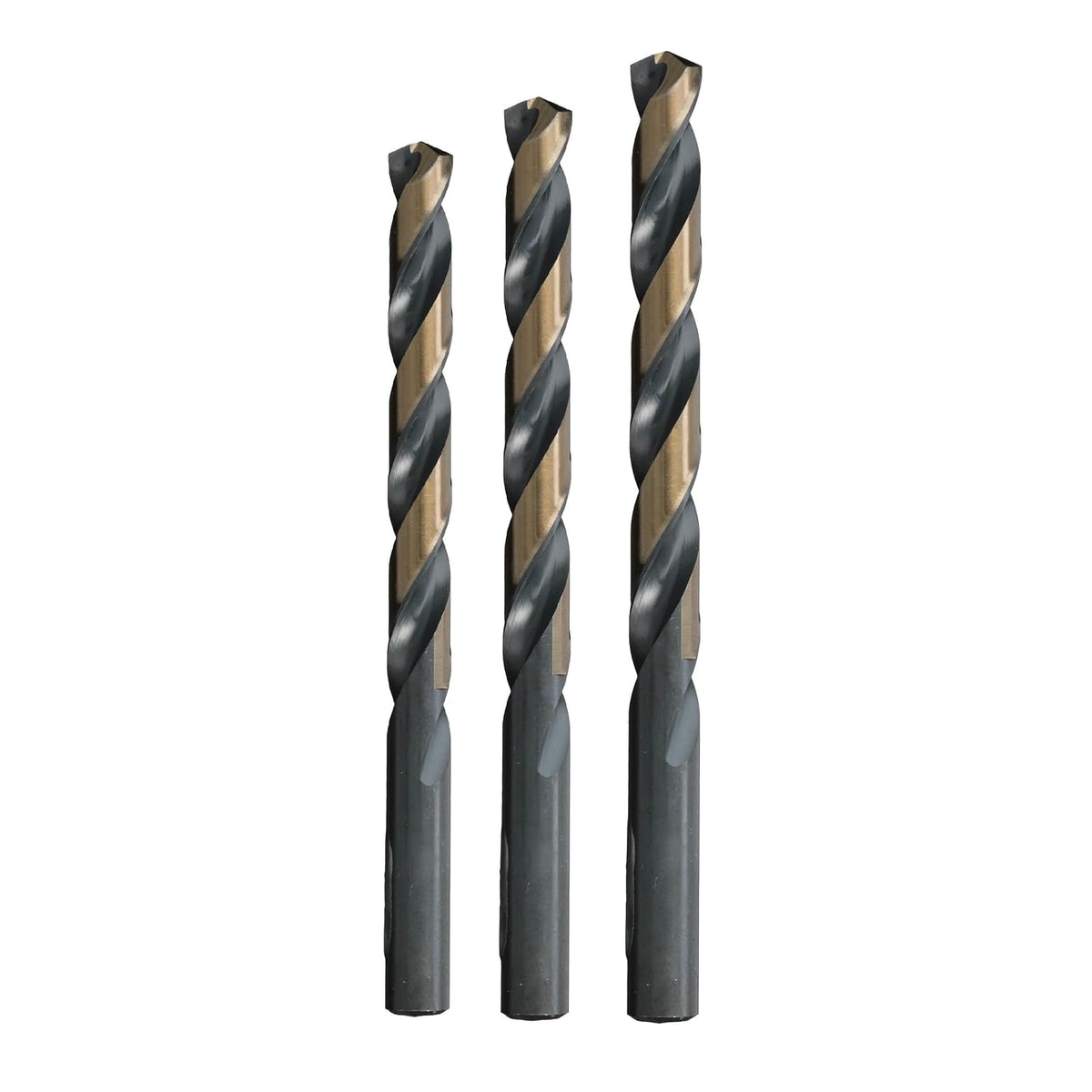 Drill America POUKFD3 3 Piece HSS KFD Jobber Drill Bit Sample Pack Small, Sizes 1/8"-1/4", Split Point, black/Gold