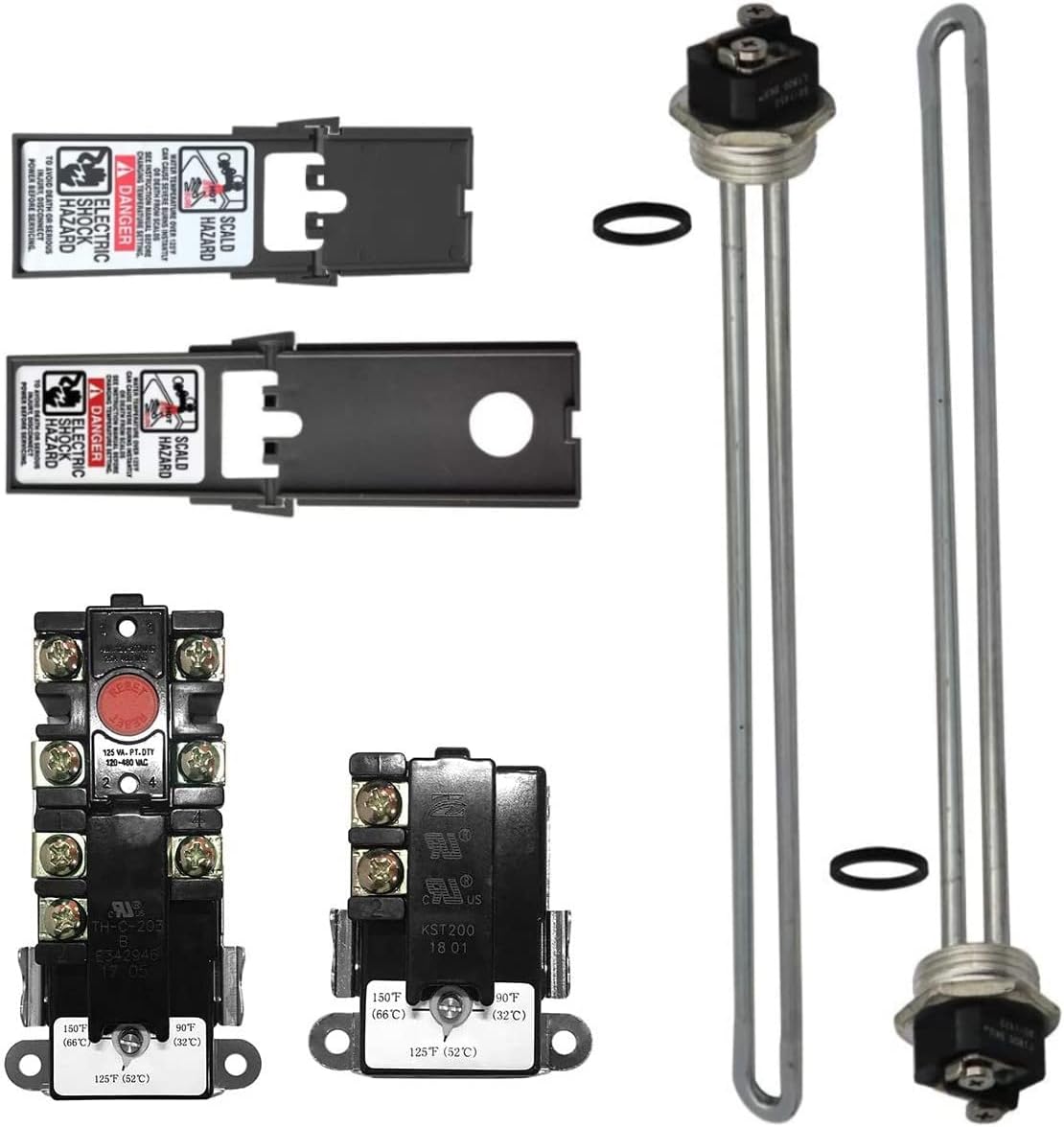 EWH-02 Electric Water Heater Tune-Up Kit, Water Heater Parts - Two 4500W 240V Heater Elements, Universal Upper Water