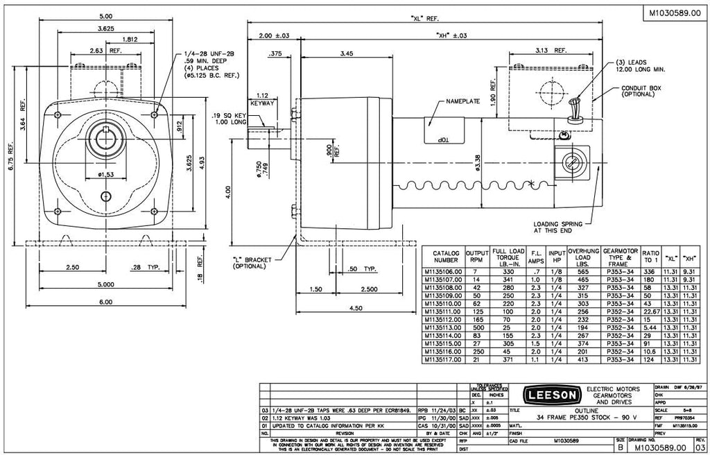 Leeson 43:1.62RPM.220LBIN.1/4HP.34DC GEARMOTORS SUB-FHP.90V TENV.CM34D25NZ55B (M1135110.00)