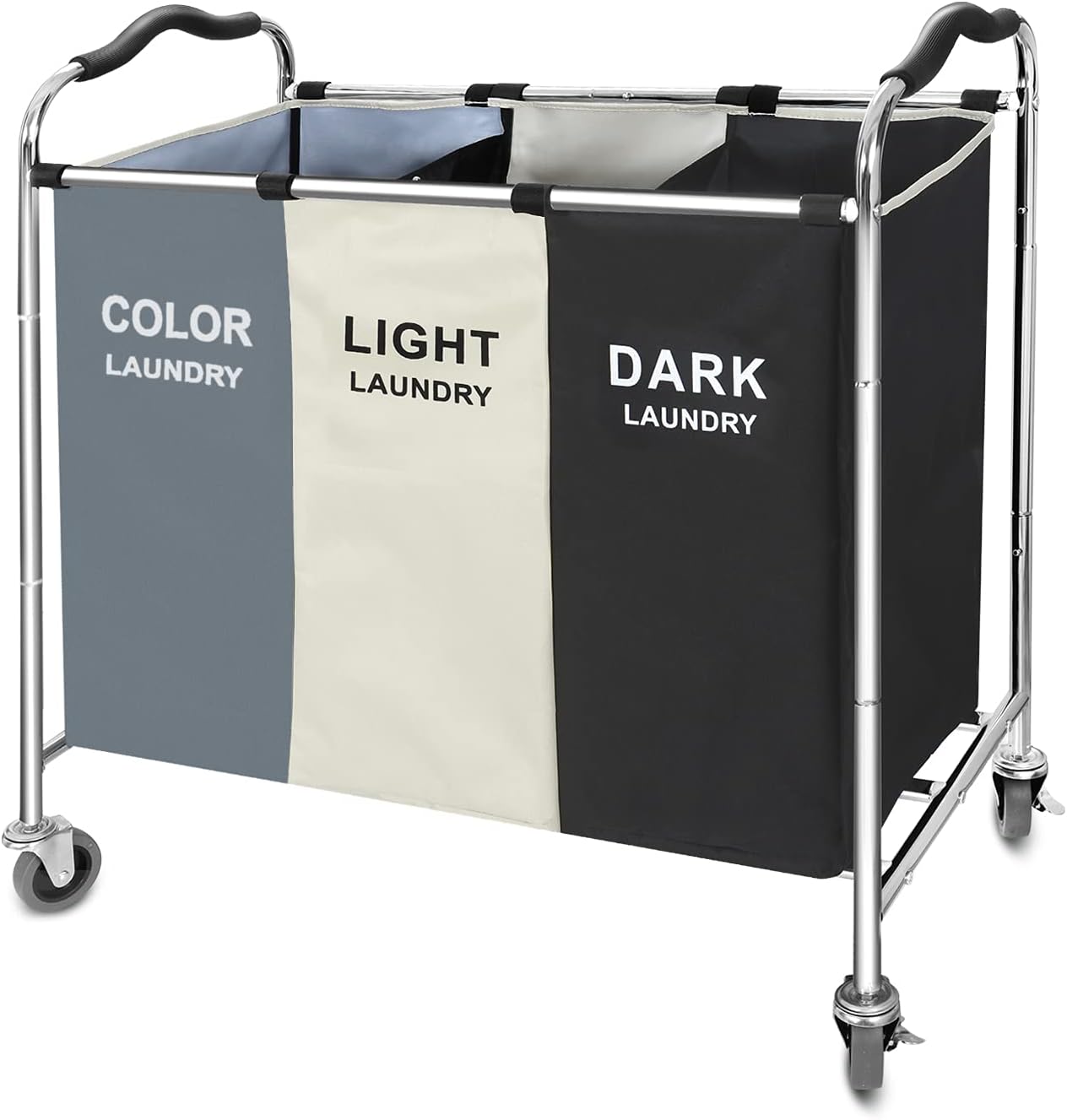 Laundry Basket with Wheels, 240l Laundry Hamper with 3 Section Laundry Bag for Dirty Clothes, Dorm Room Essentials
