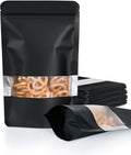 100 Pack Resealable Bags with Matte Window（Black，4" x 6"）