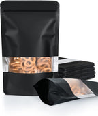 100 Pack Resealable Bags with Matte Window（Black，4" x 6"）
