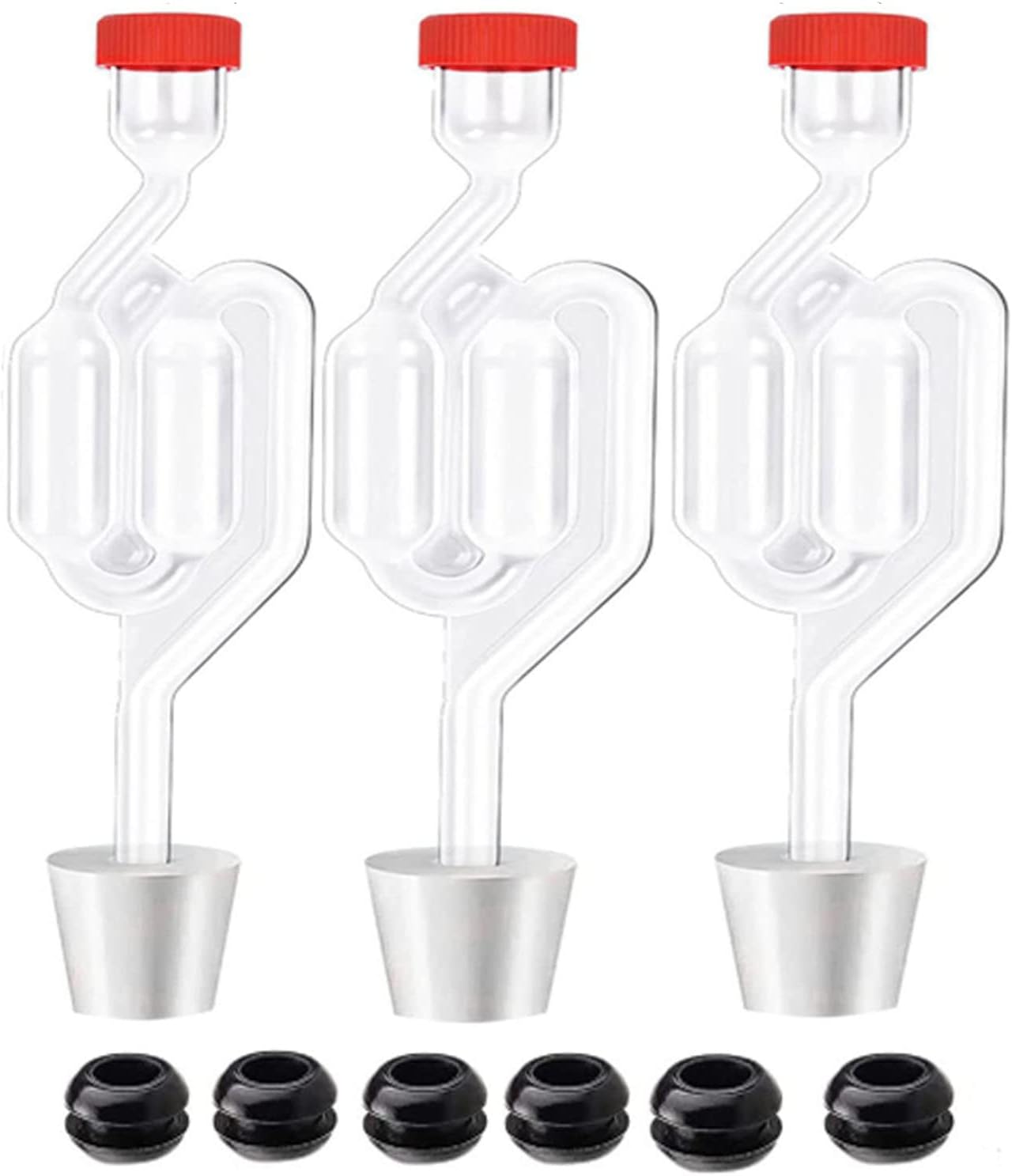 3ct. Twin Bubble Airlocks Set, Airlocks for Fermenting,Air Lock Ferment for Brewing Beer Wine Homebrew for Fermenting