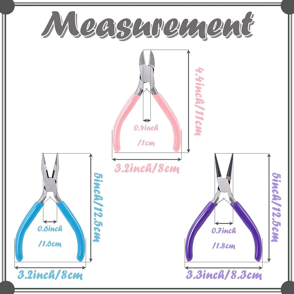 3 Pack Jewelry Pliers Set Tools for Jewelry Making and Repair | Needle Nose; Round Nose; Wire Cutters Chain Nose