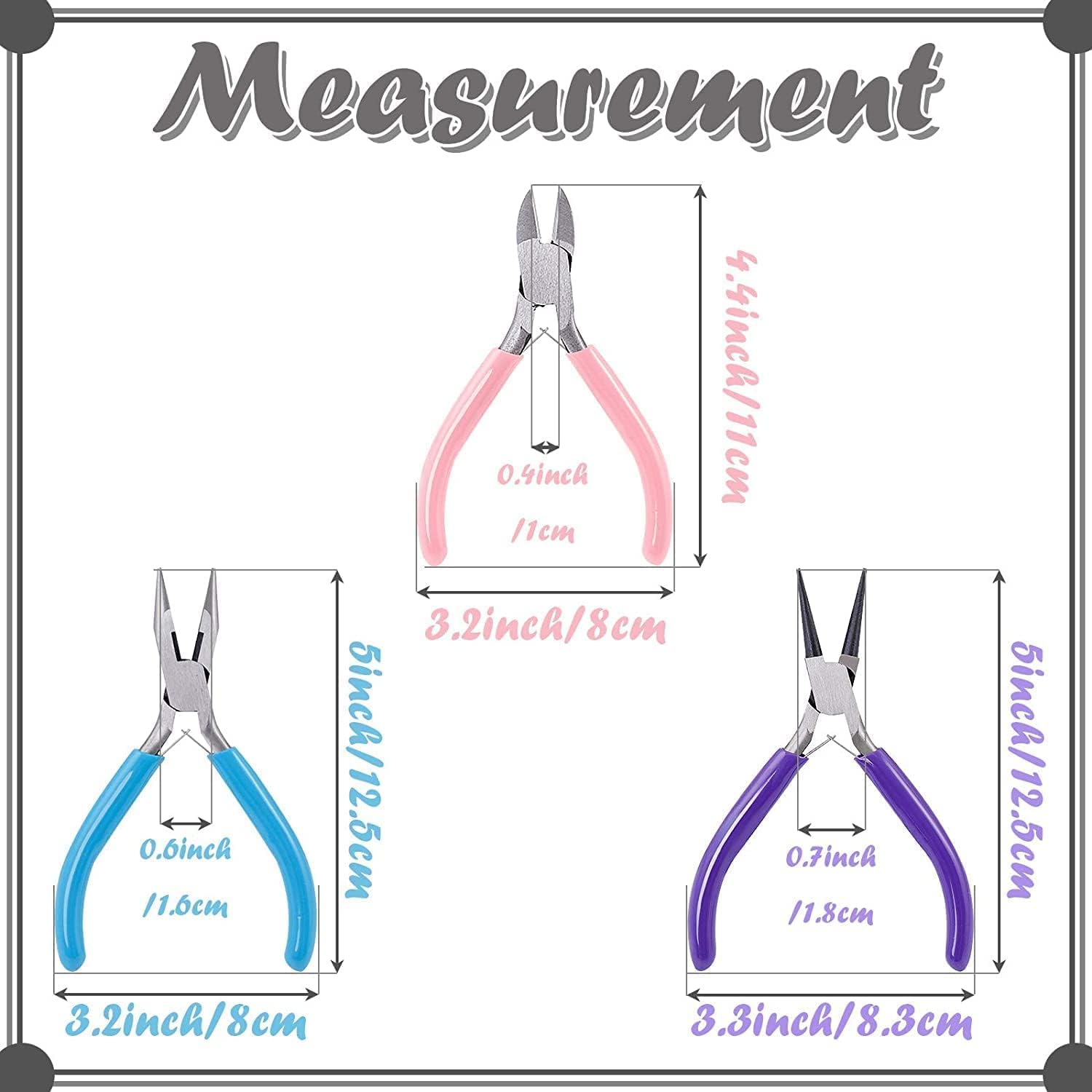 3 Pack Jewelry Pliers Set Tools for Jewelry Making and Repair | Needle Nose; Round Nose; Wire Cutters Chain Nose