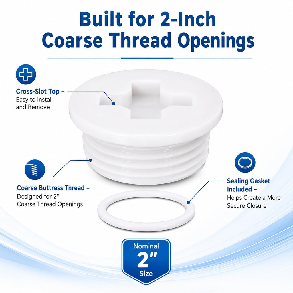 2 Inch Coarse Thread Drum Bung Caps, 10 Pack with Gaskets for Plastic Drums