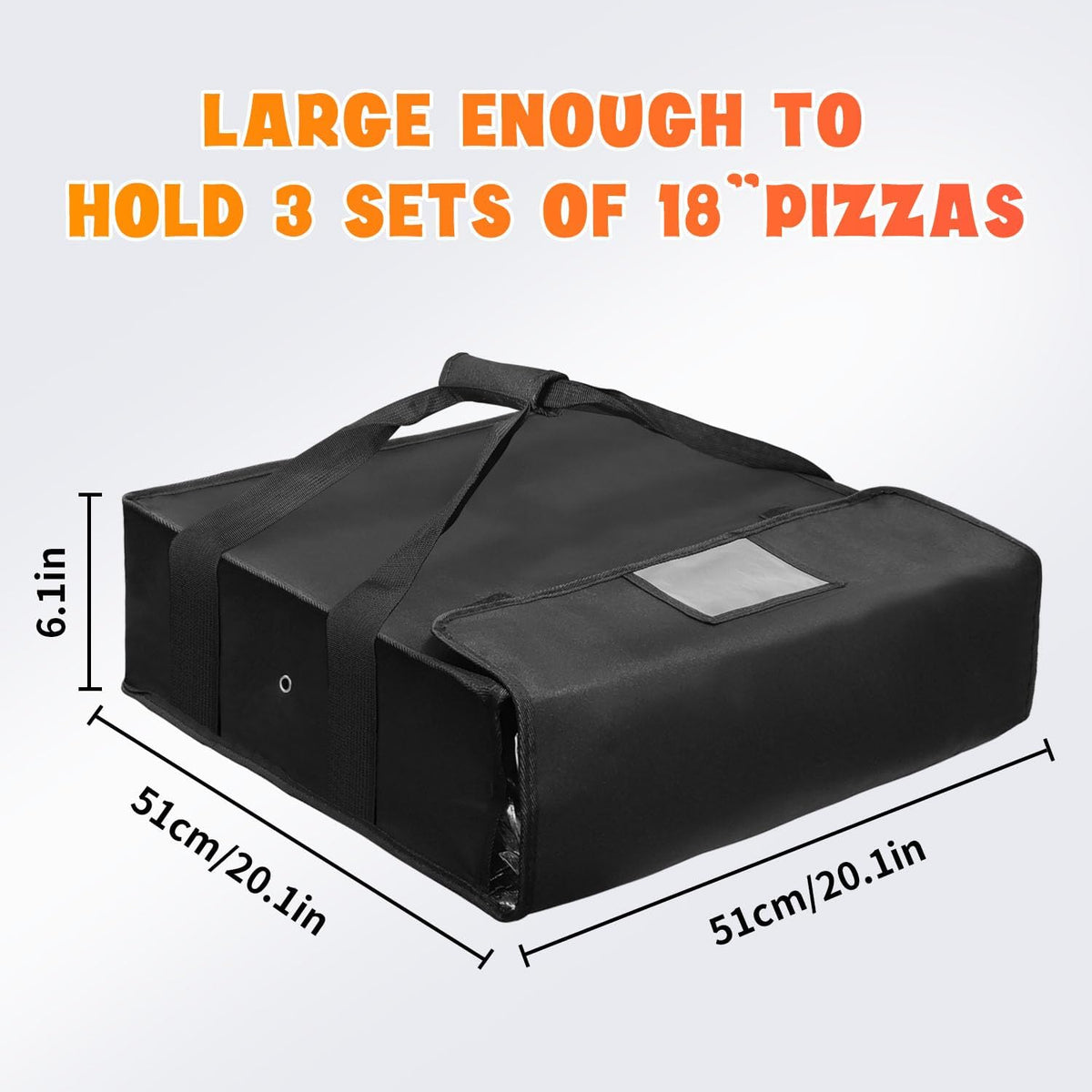 Pizza Bag for Delivery, Insulated Pizza Warmer Bag with Label Window