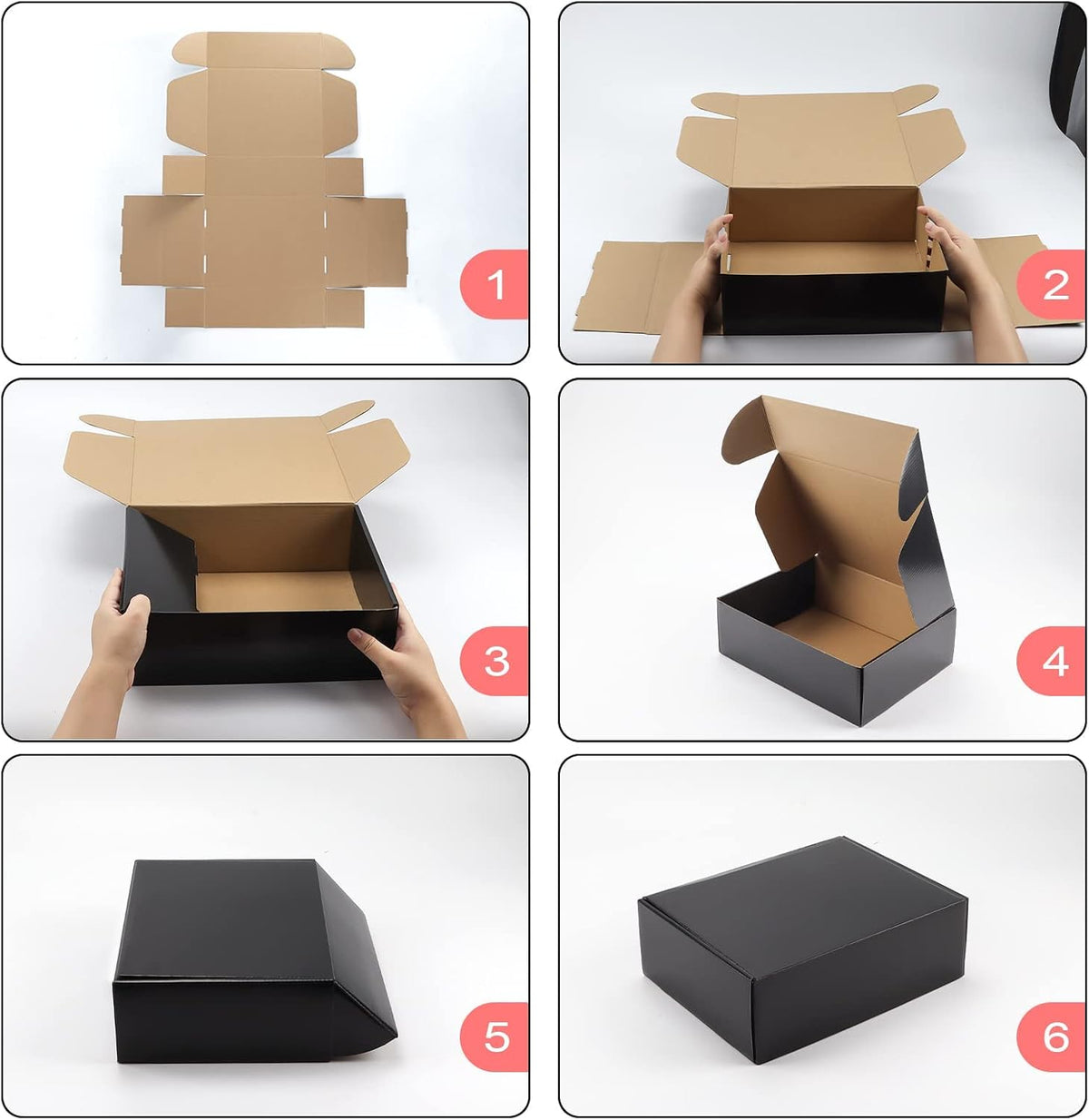 20 Packs Black 12x9x4 Medium Shipping Boxes