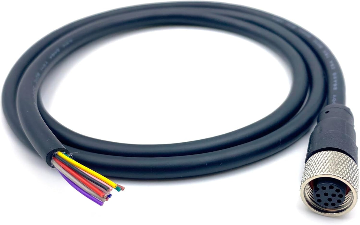 M12 12 Pin Female Connector Cable, A Code Straight Aviation Plug Electrical Cable PVC Industrial Molded Unshielded Cable AWG26（1Meter）