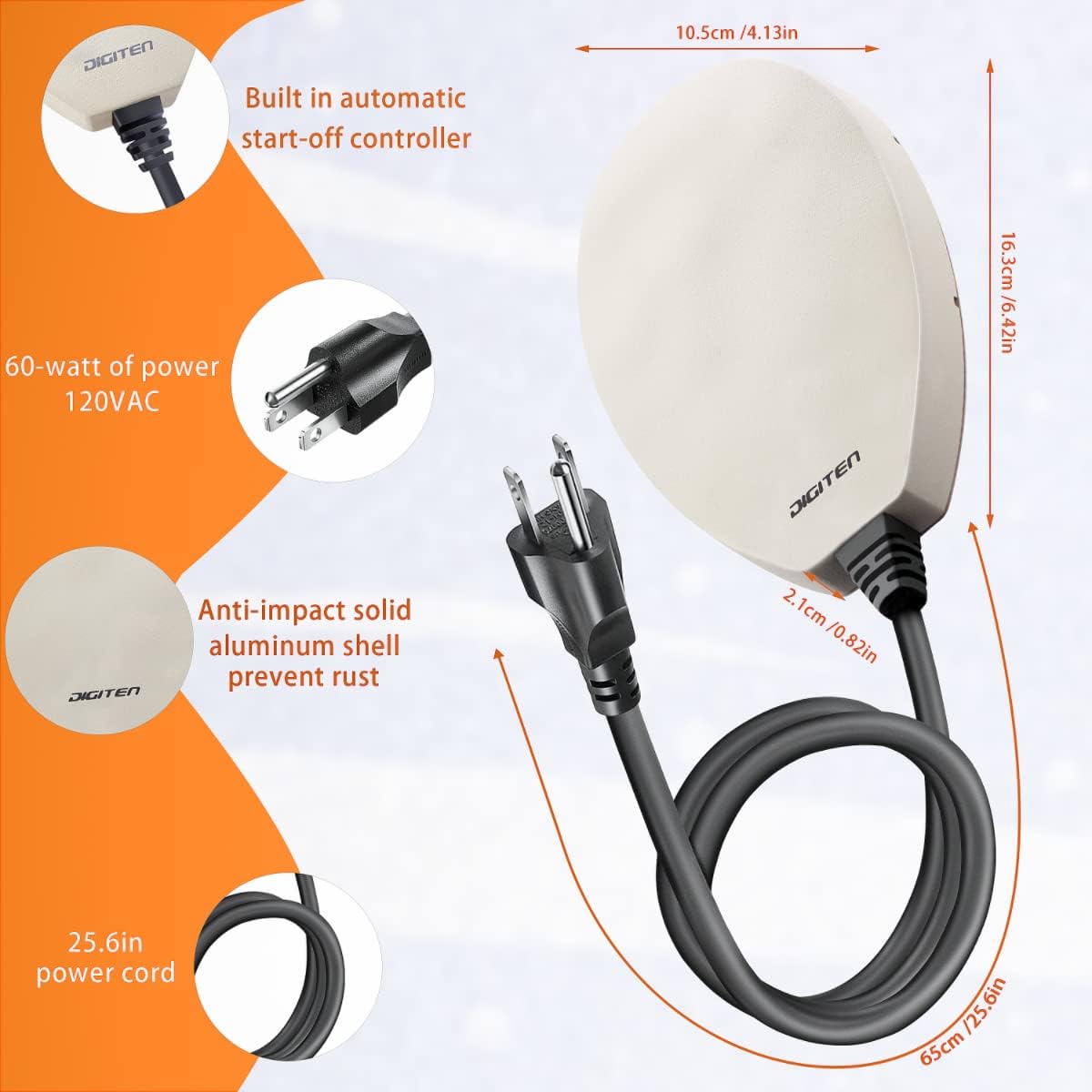 60W Bird Bath Heater, Waterproof Birdbath Deicer for Outdoors, Keep Chicken Waterers from Freezing, Fit in All Kind