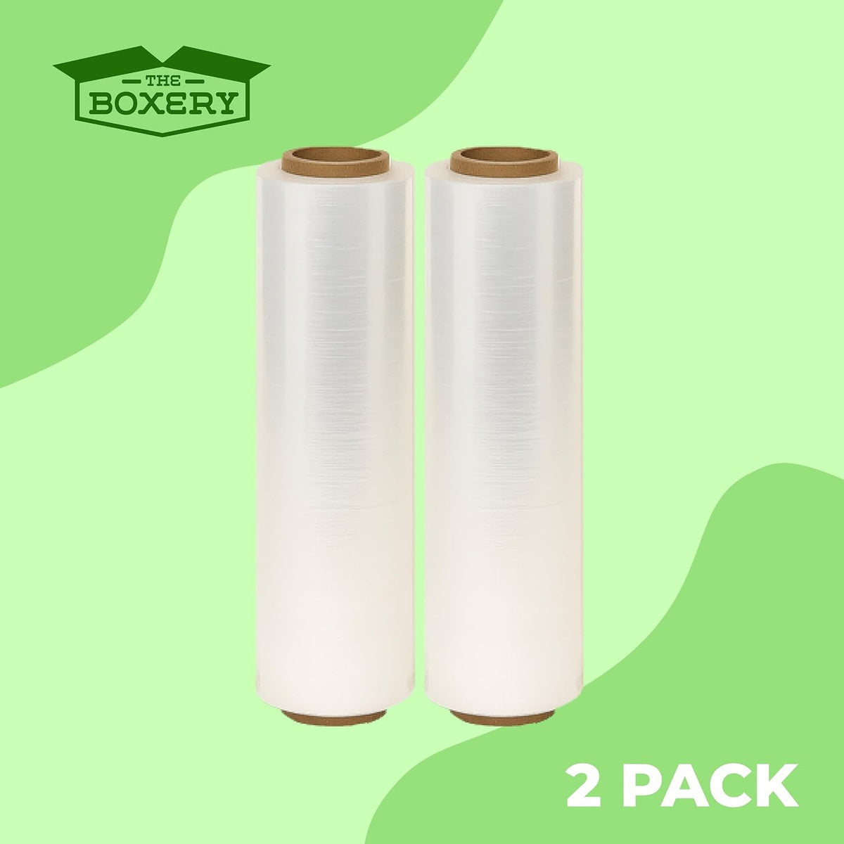 18" x 1500' Stretch Wrap – 50 Gauge Clear Blown Film – 2 Rolls (3000ft Total) – Strong & Lightweight Pallet Wrap for