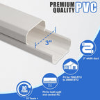 3" 10Ft Mini Split Line Set Cover with Flexible Duct for Protect AC Pipe | Decorative Line Hide Kit, PVC & ABS