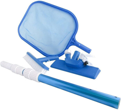 Above Ground Pool Maintenance Kit – Telescoping Pole, Leaf Skimmer Net, Vacuum Head & Pool Brush – Easy Clean Kit for