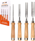 Wood Chisel Set for Woodworking, 4 pcs Professional Wood Carving Chisel Tool Carpenter Gouge CR-V Steel Semi-Circular