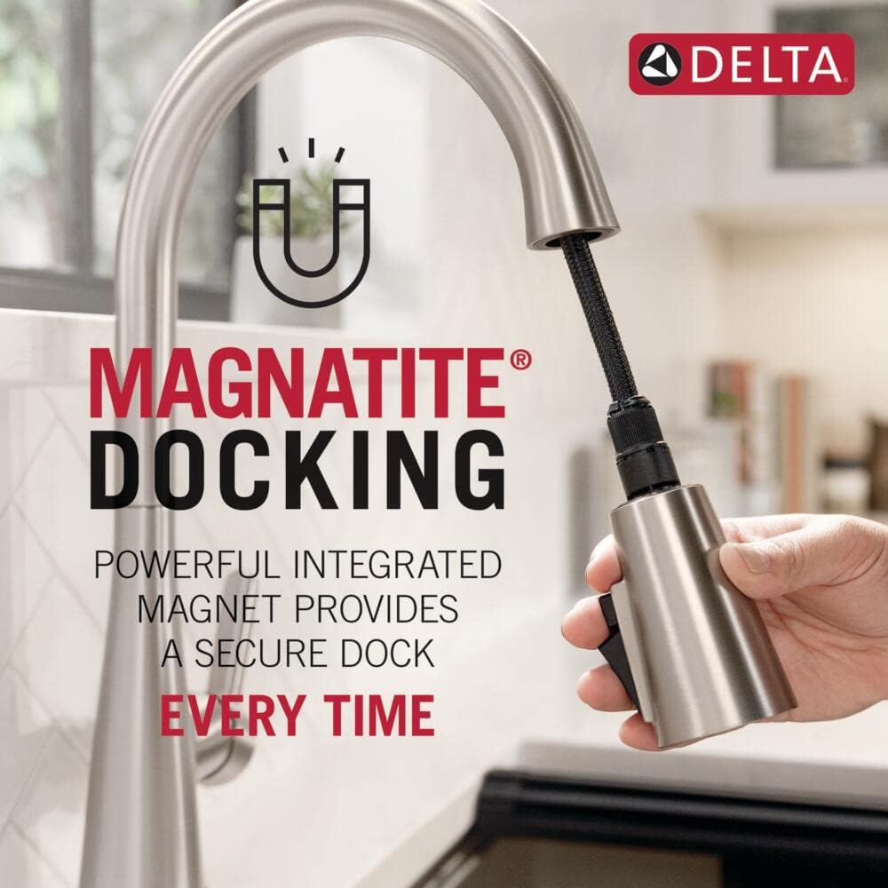Leland Matte Black Touch Kitchen Faucet with Pull Down Sprayer, Traditional Single Hole Touch On Kitchen Sink Faucet