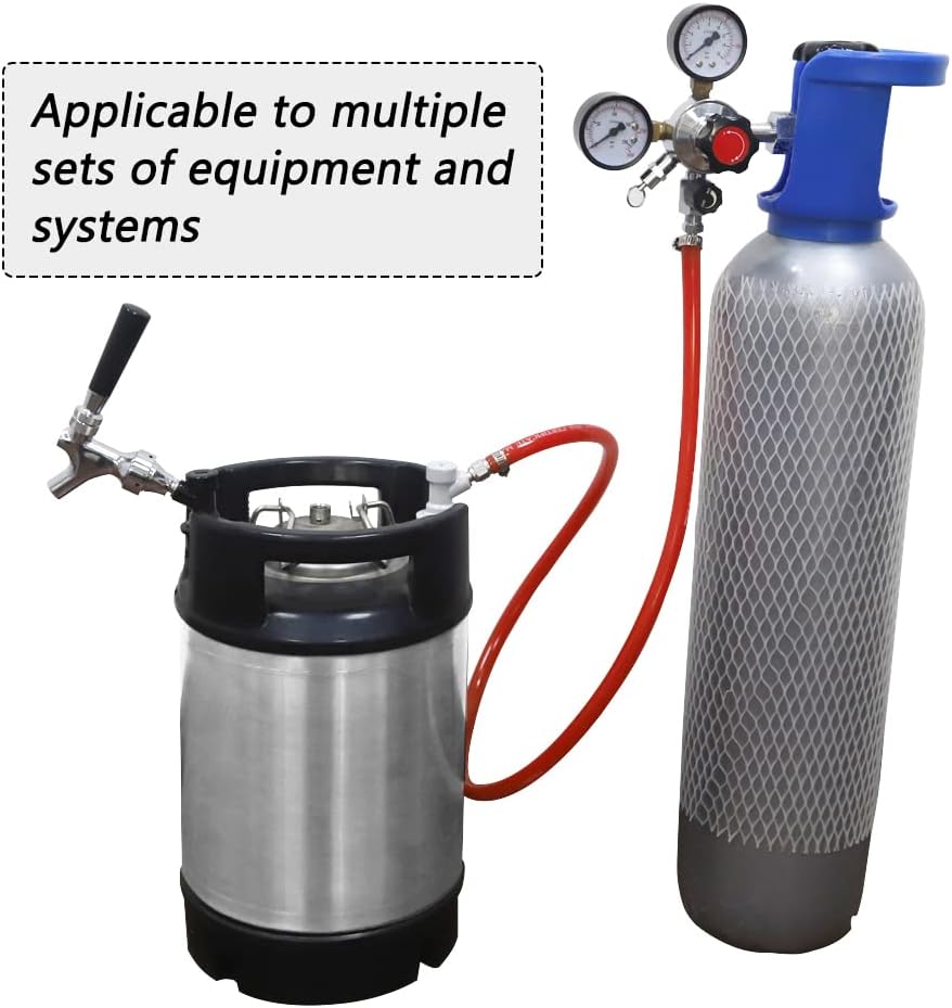 Corny Keg Quick Disconnect CO2 Ball Lock with Swivel Nut and Worm Clamps for Cornelius Keg Home Brewing