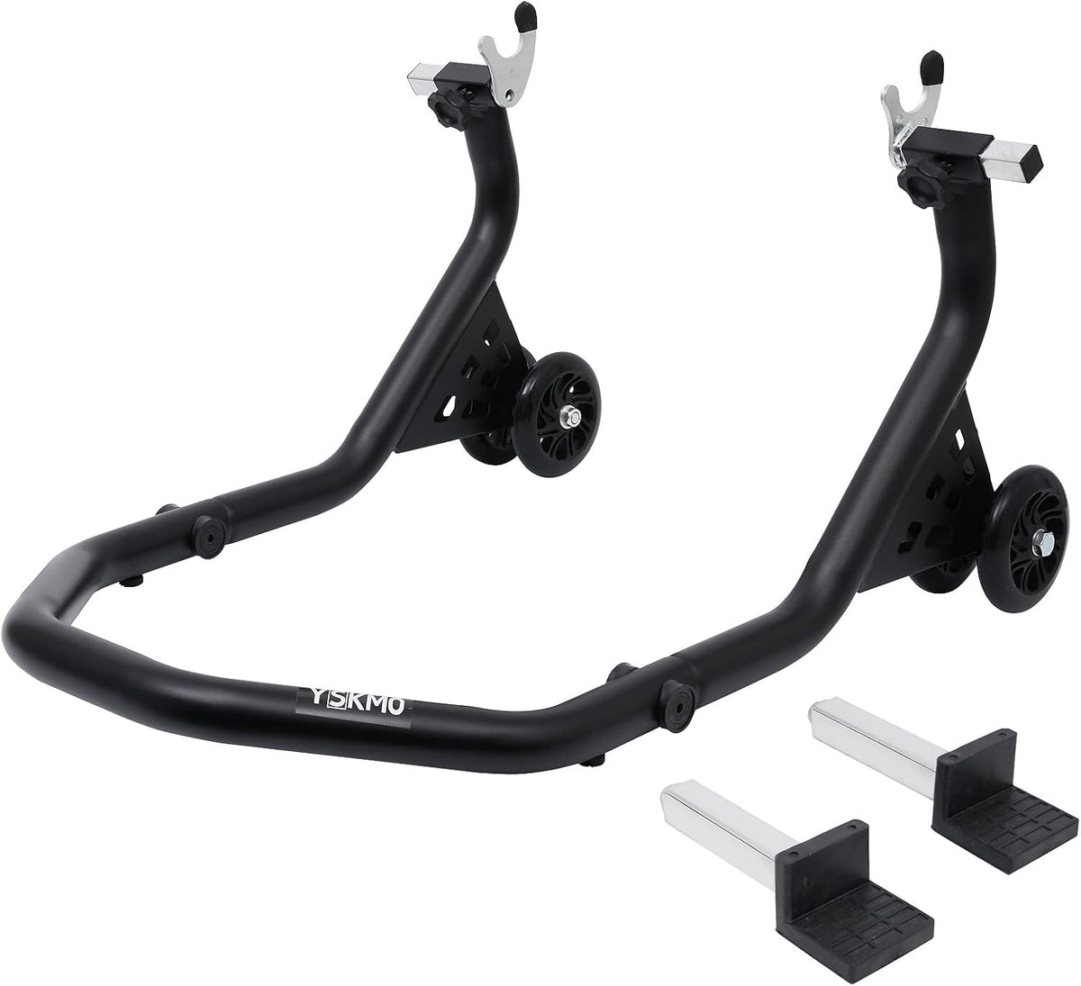 Motorcycle Rear Wheel Paddock Lift Stand, Matte Black, 500 LBS Capacity, U And L Shaped Support Adapters, 1.5 Inch