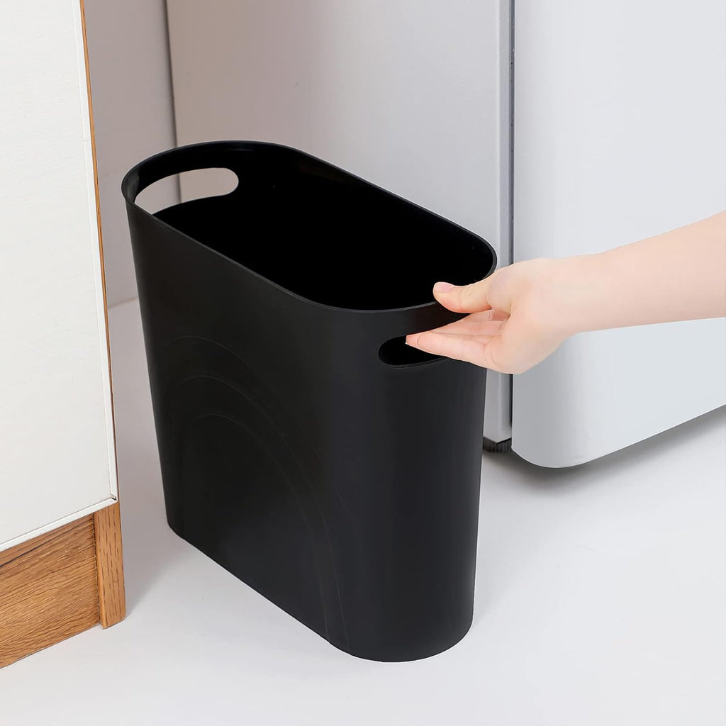 Small Trash Can, 3.5 Gallon Slim Garbage Can Plastic Waste Basket with Handles Container Bin for Narrow Spaces