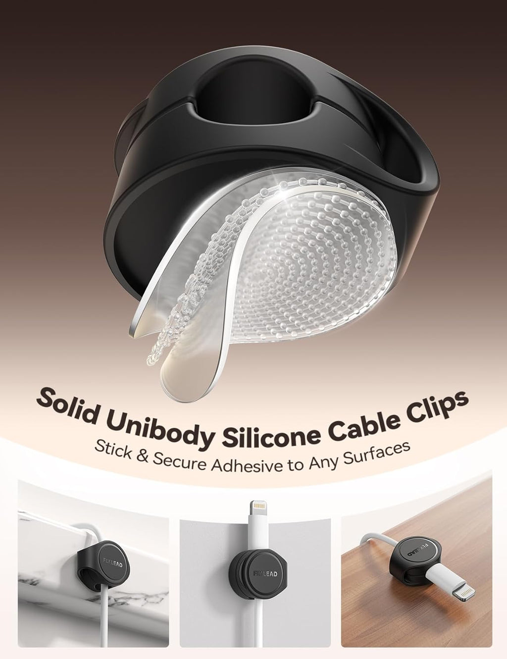 8-Pack Silicone Cord Organizer Magnetic Cable Clips, Adhesive Cable Management Under Desk Wire Hider, FLYLEAD Desktop
