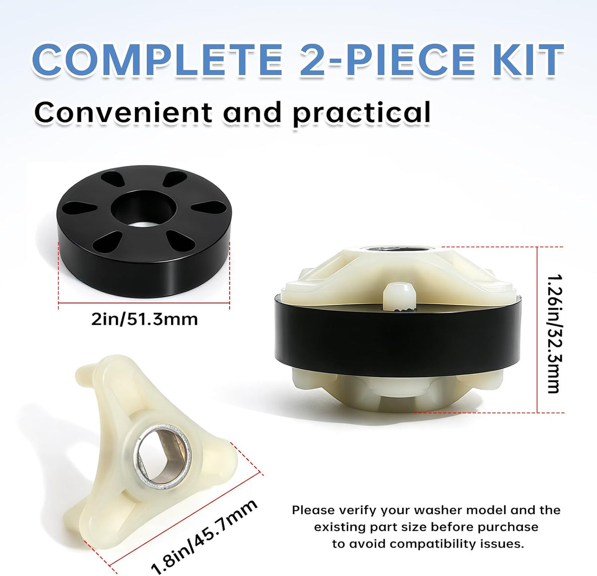 2 Pack Washer Motor Coupler for 285753A, Whirlpool and Kenmore