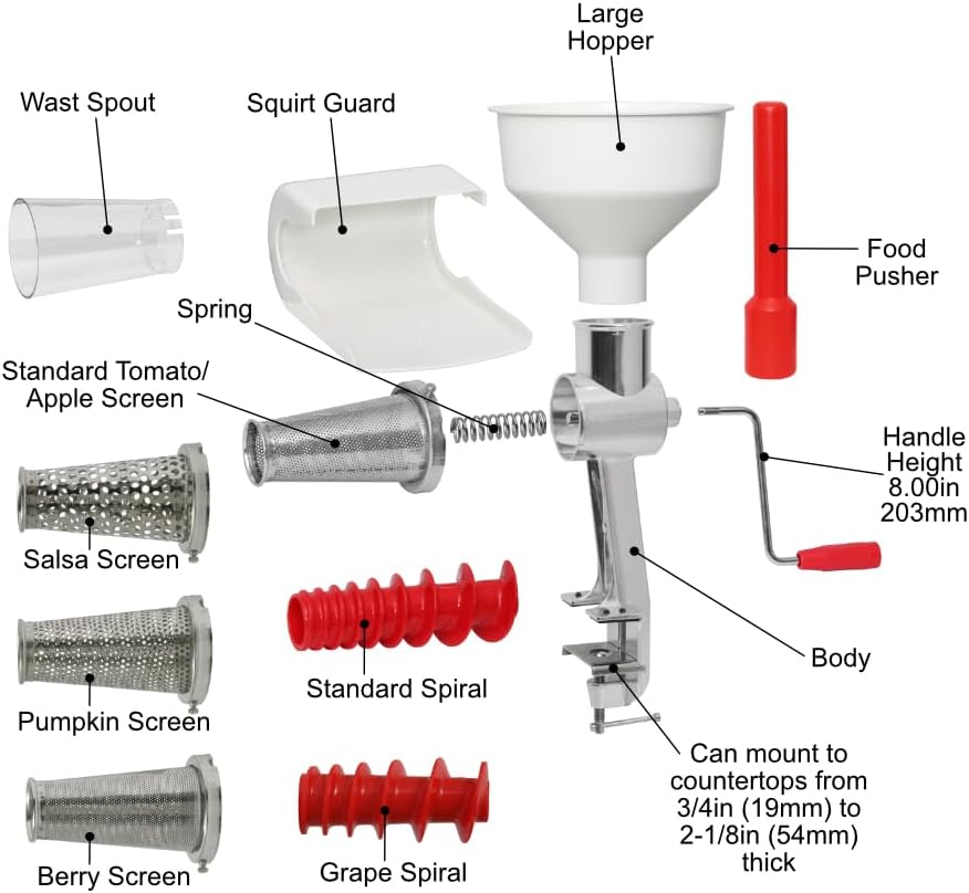 Johnny Apple Sauce Maker, Tomato Sauce, Salsa, Pumpkin Puree, Berry Sauce, Remove Skins & Seeds From Produce, Model