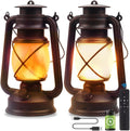USB Rechargeable Lanterns 2 Pack with Remote Control 4 Modes Lights | Vintage Hanging Lanterns Outdoor Waterproof LED