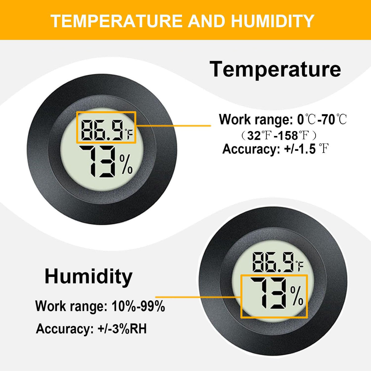 2 Pack Hygrometer Thermometer Digital Humidity Meter Indoor/Outdoor Humidity Monitor Reptile Thermo-Hygrometer for