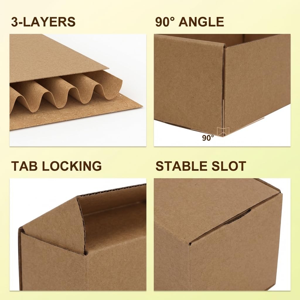 100 Pack 5.91X3.94X1.57 Inches Shipping Boxes Brown, Corrugated Cardboard Box for Shipping Small Business, Gift