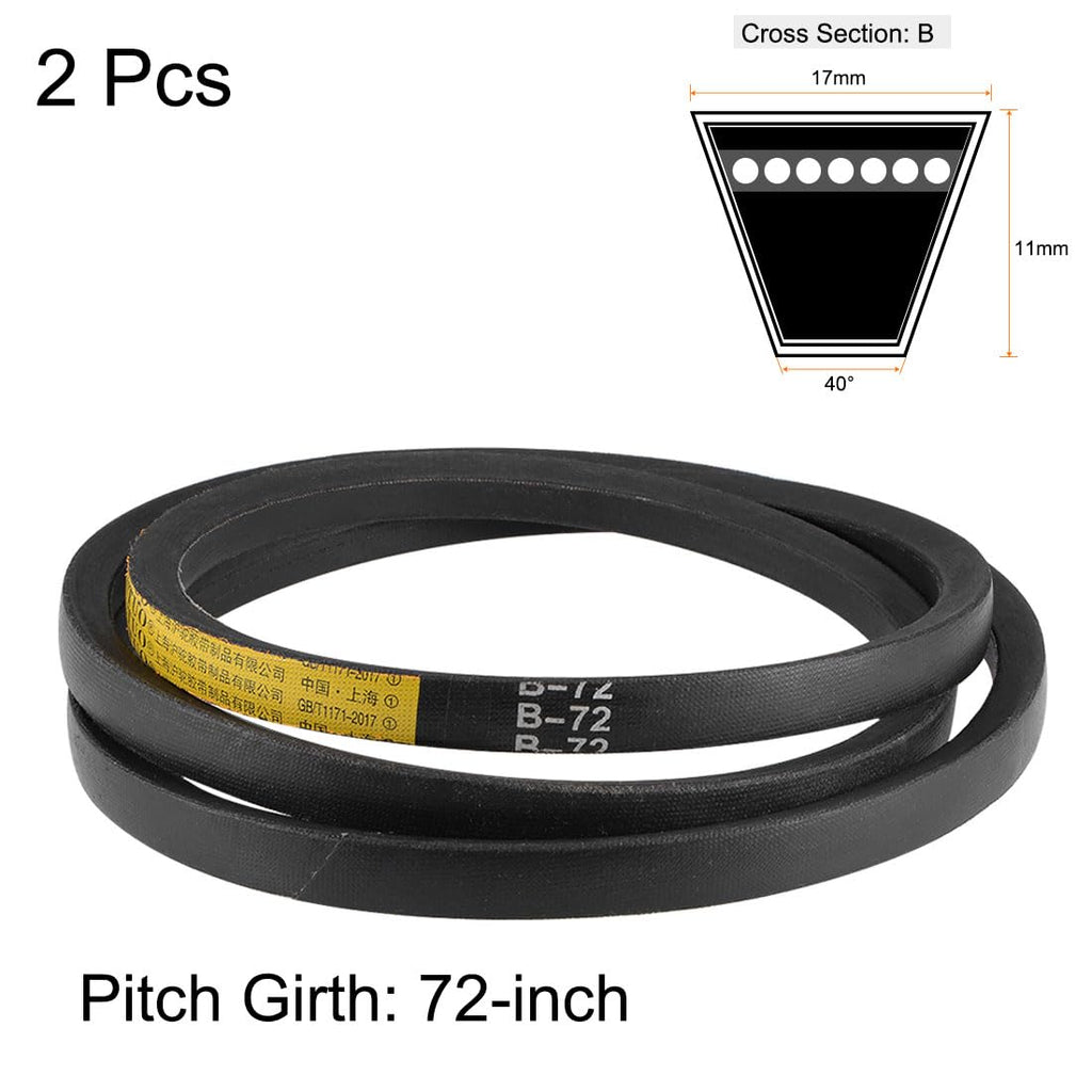 uxcell B72 V-Belts 72" Pitch Length, B-Section Rubber Drive Belt 2pcs