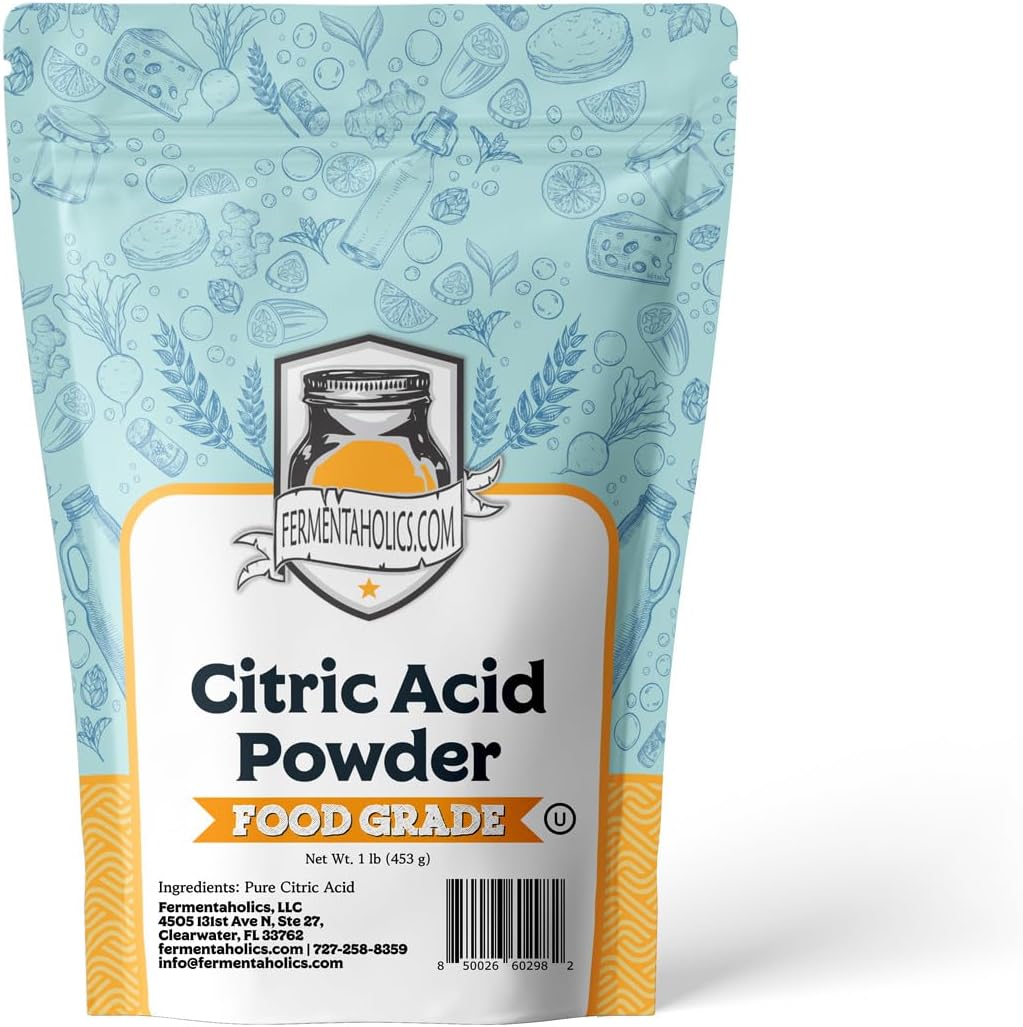 Food Grade Citric Acid Powder – 1 lb – OU Kosher – Natural Preservative & Flavor Enhancer – Great for Cheesemaking