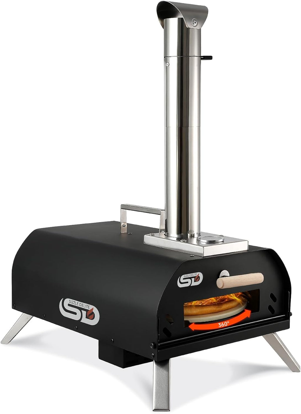 Outdoor Pizza Oven Wood Pellet 12" Round Pizza Stone, Portable Wood Fired with Built-in Thermometer Pizza Stove