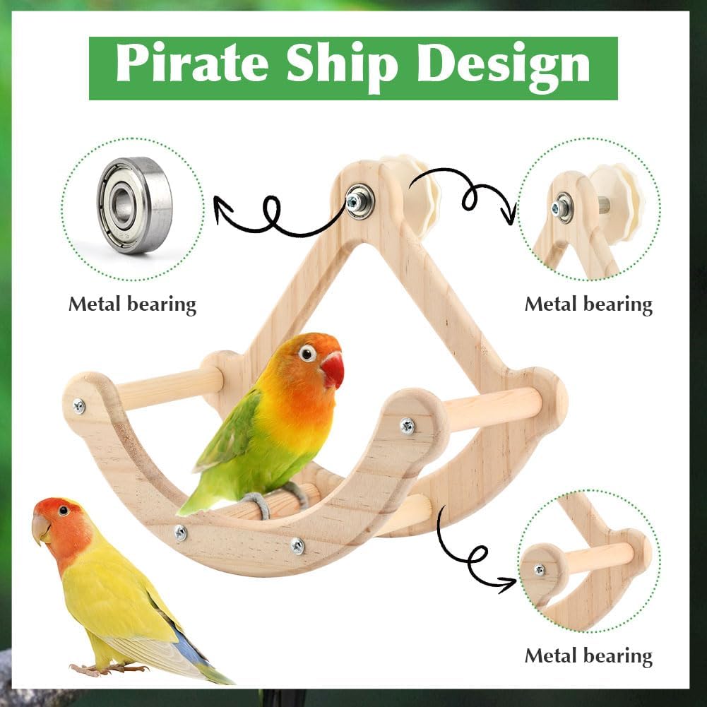 Bird Perch Toy, Interactive Rocking Parakeet Toys and Perches, Wooden Exercise Cockatiel Toys, Intelligence Birds