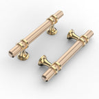 10 Pack 3"(76mm) Gold Cabinet Pulls Knurled Kitchen Cabinet Handles Drawer Pulls Brushed Brass Cupboard Hardware for