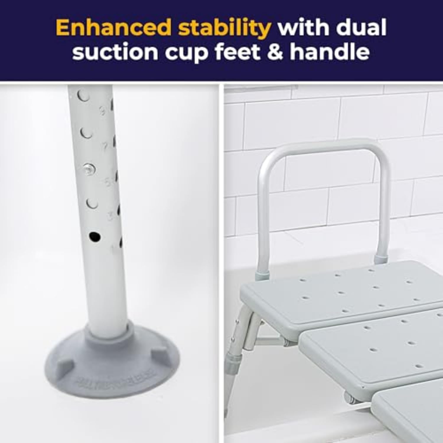 Tub Transfer Bench for Bathtub - Safer, Independent Bathing Aid - Height Adjustable Bench - Sturdy Aluminum