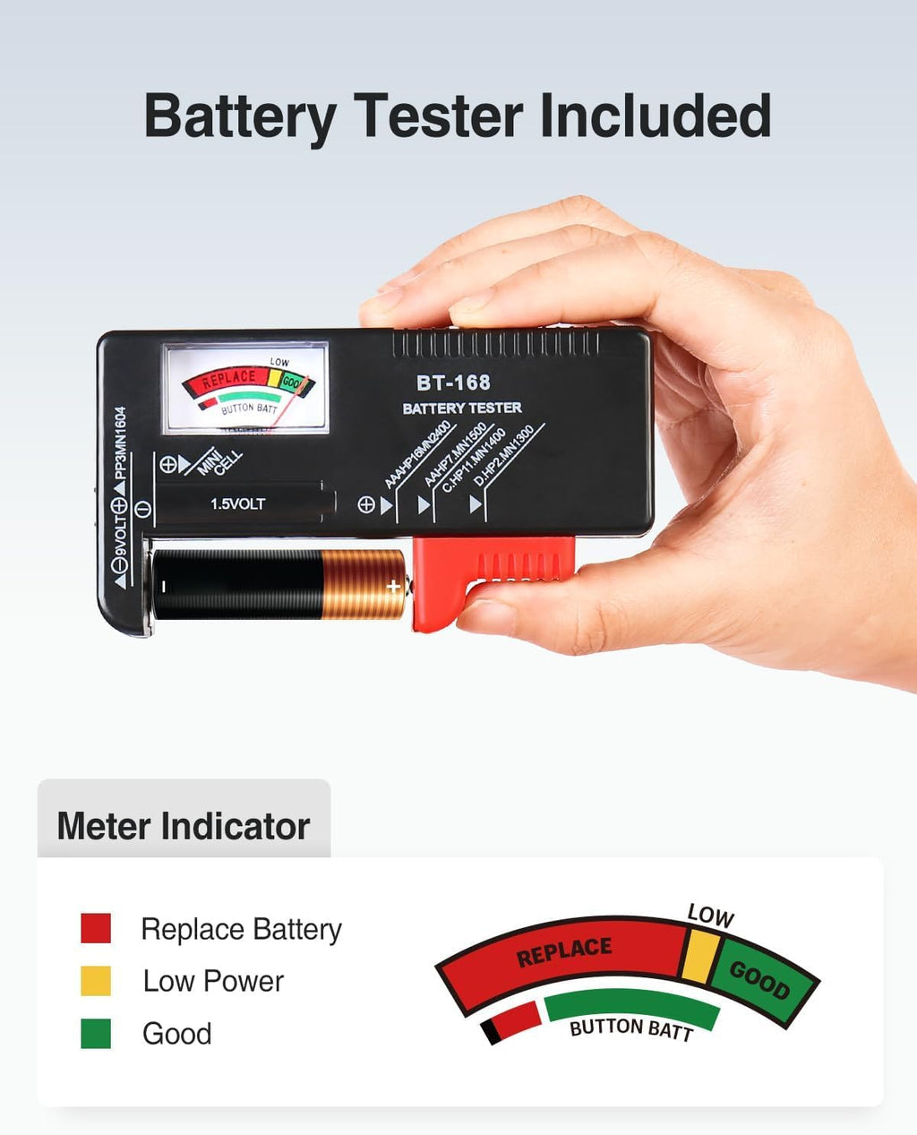 Small Battery Organizer Storage Case with Tester | Hard Batteries Storage Holds 61, Portable Batteries Case
