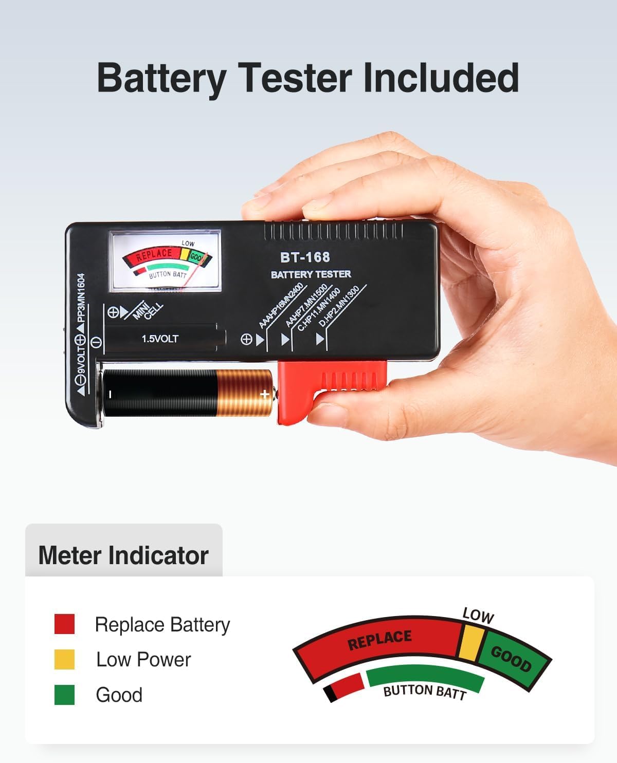 Small Battery Organizer Storage Case with Tester | Hard Batteries Storage Holds 61, Portable Batteries Case