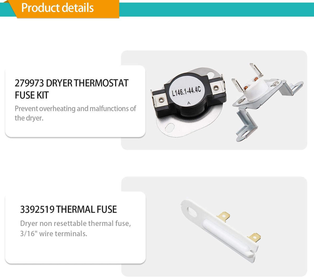 WED7500GC0 WED8127LC1 WED8127LW1 Dryer Heating Element Kit for Whirlpool
